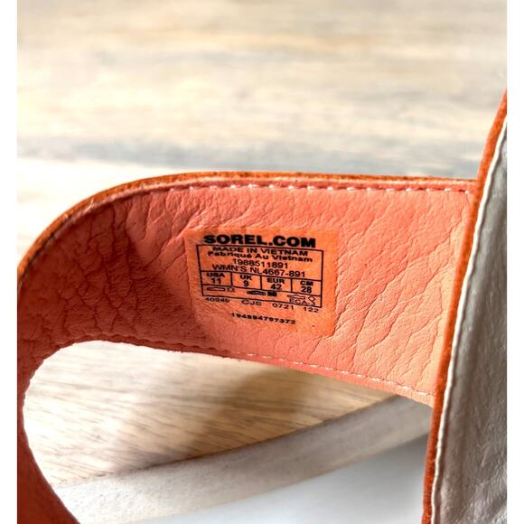 Sorel Explorer Blitz White Apricot Blue Leather Platform Sandals Women's Sz 11 - Picture 11 of 11